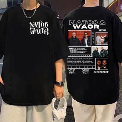 Графические футболки Rapper NATOS WAOR Tour 2025 Мужские Женские Хип-Хоп Винтаж Оверсайз Футболка Повседневная Мода Футболки с коротким рукавом