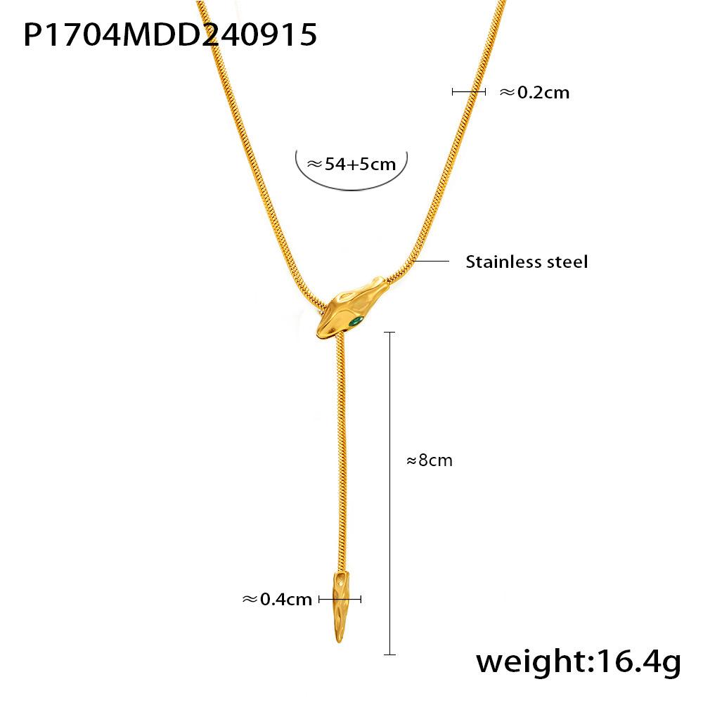 Шикарное ожерелье из нержавеющей стали с головой змеи: Европейский и американский холодный стиль
