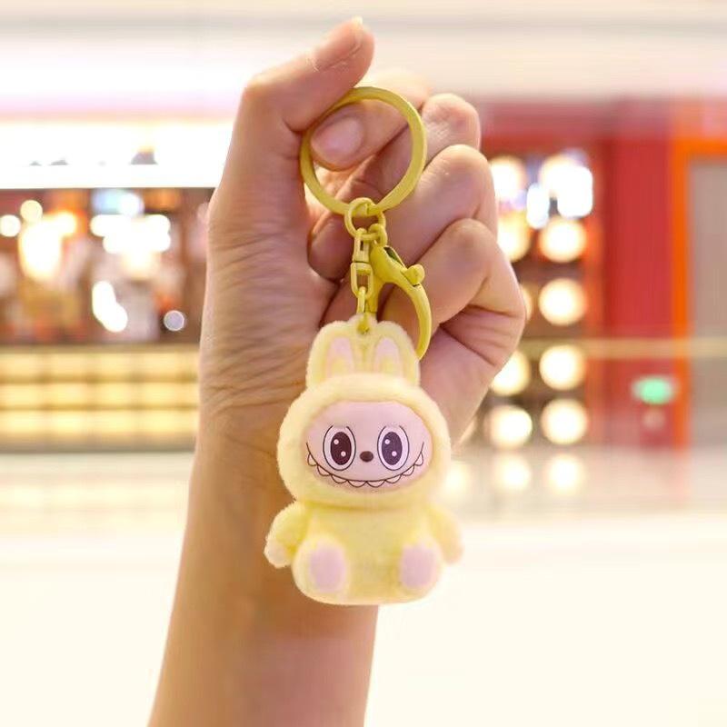 Flocked Labubu Mini Keychain & Car Pendant