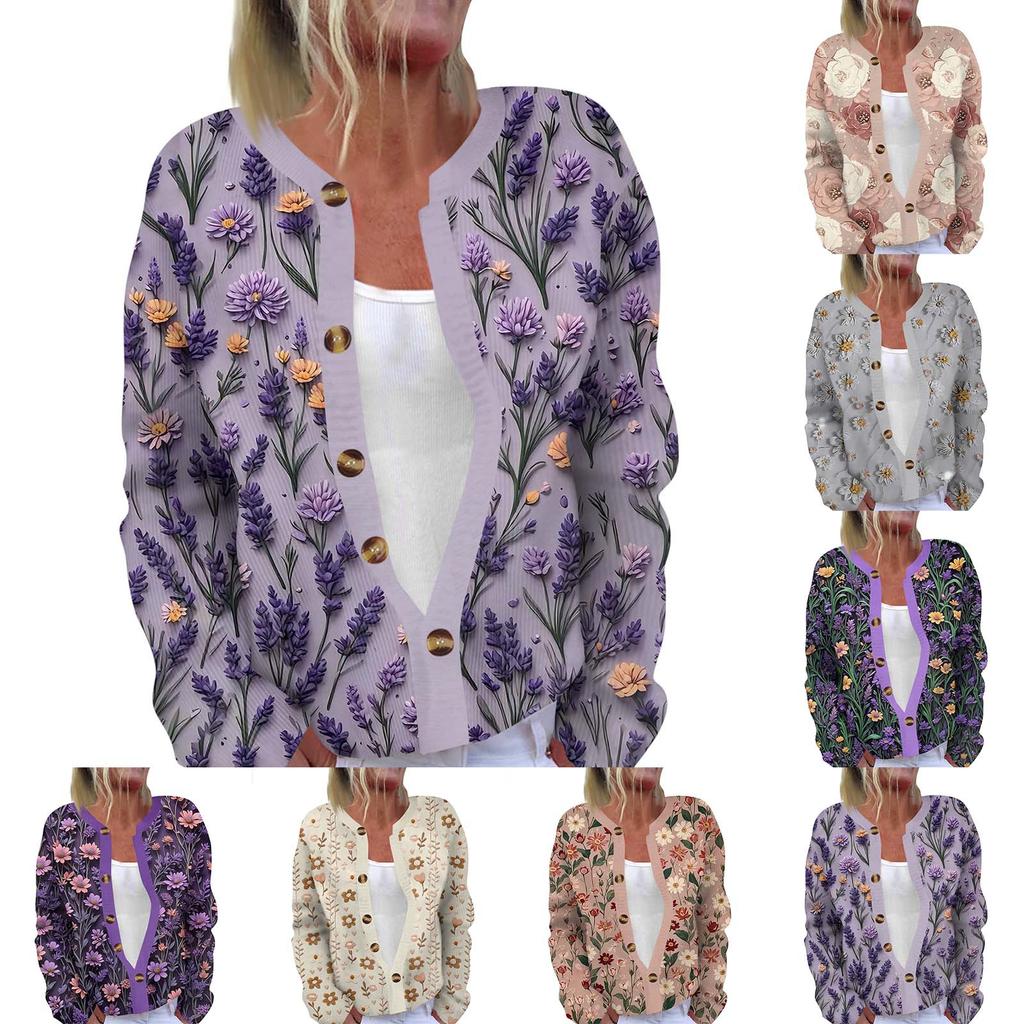 Women's Fashion Long Sleeve Christmas Snowman Snowflake Print Jacket Cardigan