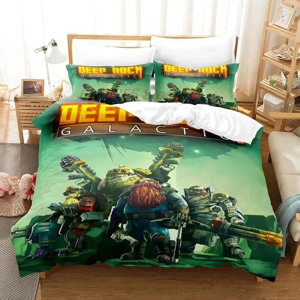3D Аниме Игра Deep Rock Galactic Комплект постельного белья Печатный комплект с наволочкой Пододеяльник Односпальный Двуспальный Queen Super King Size