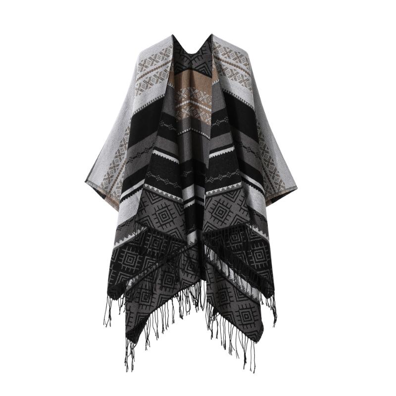Ethnic Style Shawl Summer Outer Wear Women's Large Shawl Cape Cloak High-end Knitted Scarf