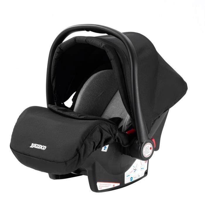YAZOCO - Poussette combinée 3 en 1 - Avec nacelle-siège auto - Jusqu'à 15Kg - Noir