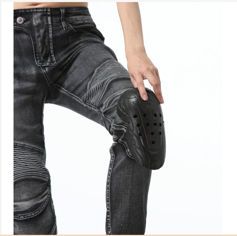 LOONG + БАЙКЕР + мотоциклетные джинсы + женские винтажные брюки для езды на мотоцикле, защита от падения с высоты + серебристый цвет