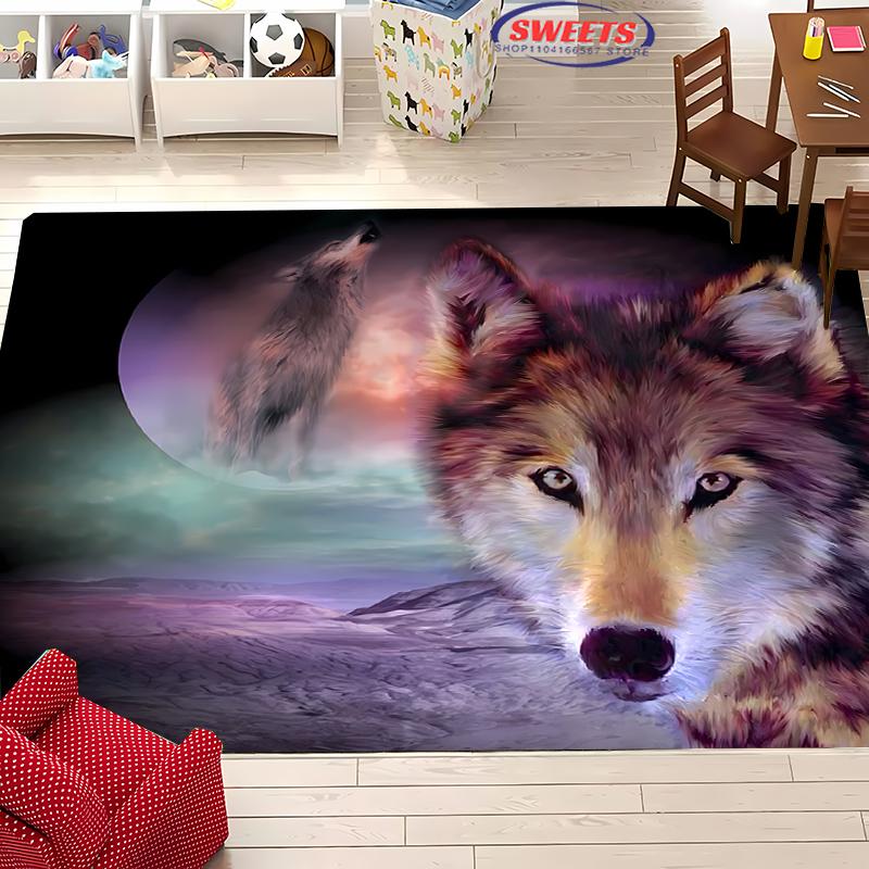 3D HD Ковер с изображением волка для гостиной, спальни, прихожей, длинная полоса, мягкий коврик, диванный коврик, домашний декор, нескользящий, прочный коврик, подарок