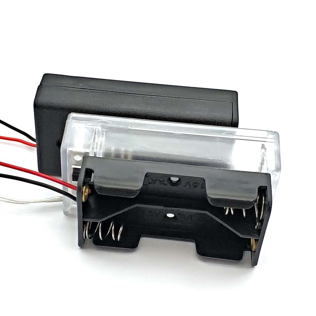 Черный Прозрачный Пластиковый Бокс для Хранения Батареек AA размера, Держатель с Выводами, с 2 Слотами, Бокс для Хранения Батареек AA размера