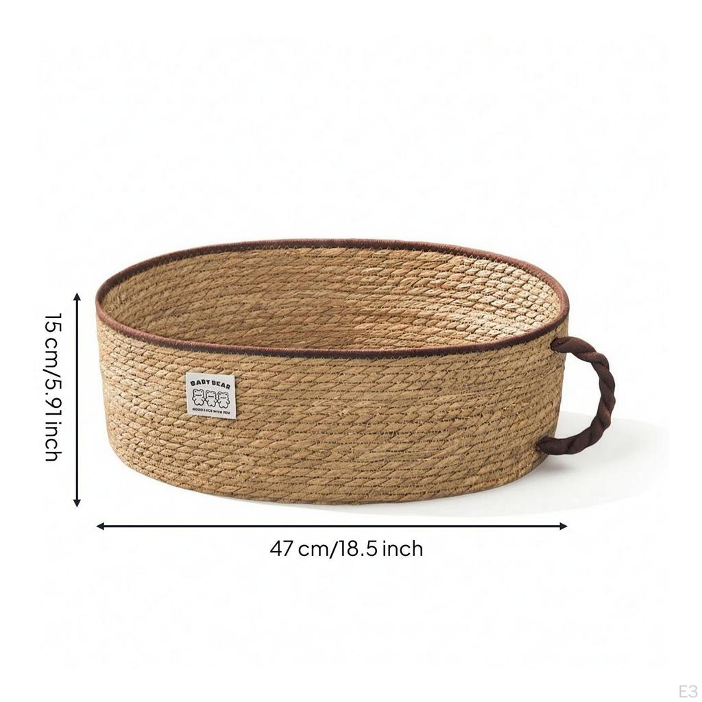 Cat Bed Breathable Basket Straw for Kittens, Small Dogs, Living Room, Bedroom, Floor S