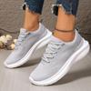 Fashion Plus Size 35-43 Thick Sole Knitted Sneakers Women Breathable Mesh Lace Up Sports Shoes Woman Lightweight Soft Sole Walking Shoes