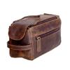 Genuine Buffalo Leather Toiletry Bag Travel Dopp Kit Shaving Case for Men Women. Size 9 X 4 X 5 Inches
