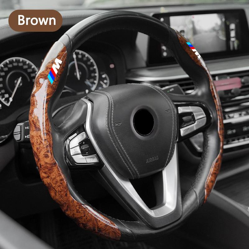 BBJX7 2Pcs Car Non-Slip Steering Wheel Cover Protection For BMW 50th M Sport M3 M4 M5 E36 E39 E46 E60 E90 F15 F20 G30 X1 X3 X5 X7 Logo