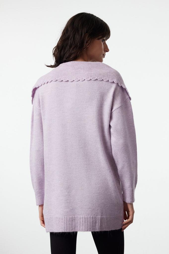 Женский модный стильный кардиган в стиле хиджаб, сиреневый мягкий текстурированный вязаный кардиган на пуговицах с камнями