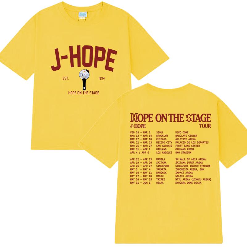 Футболка с принтом Kpop J-Hope Hope On The Stage Tour Setlist 2025 года для мужчин и женщин, модные футболки Y2k с коротким рукавом, унисекс, хлопковые топы