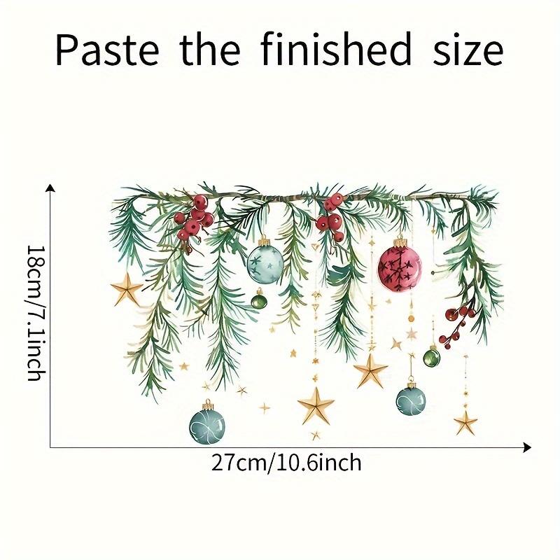 1 шт. Рождественская праздничная наклейка на крышку унитаза с сосновой гирляндой, ягодами и шарами, самоклеящаяся пластиковая наклейка для рождественского украшения
