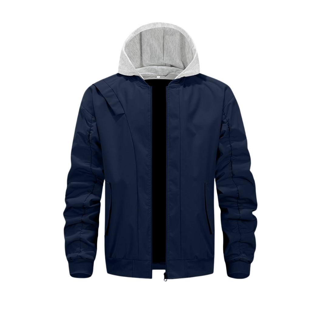 Men'S Loose Jacket Fashionable Multi Pocket Hooded Jacket