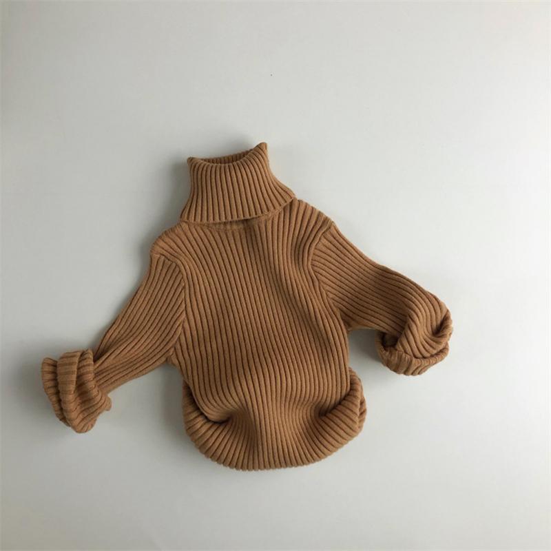 Autumn Kids Sweaters Solid Girls Sweater Basic Striped Boys Pullover Turtleneck Knitwear Tops Clothes