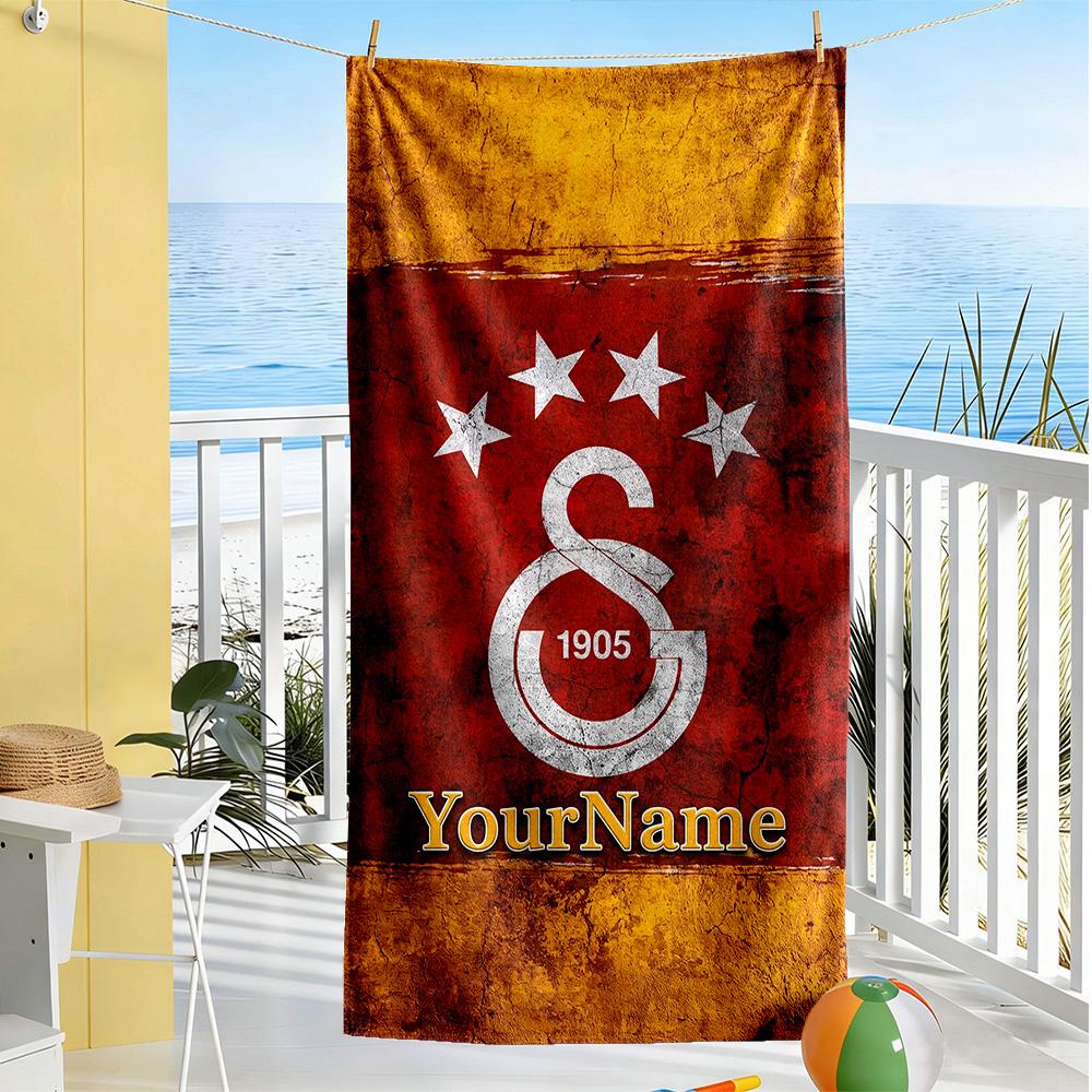 Galatasaray Customizable Name Beach Towel Super Soft Microfiber Quickdry Fabric