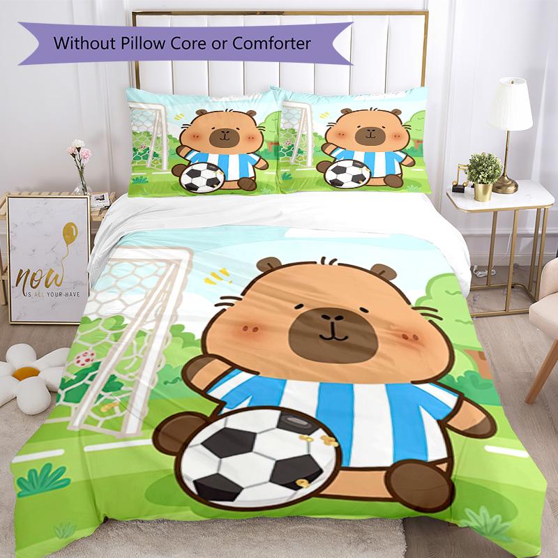 Kapibala Bedding Set Breathable Duvet Cover with Pillowcases Decorative Bed Linen for Bedroom Home Decoration Birthday Gift