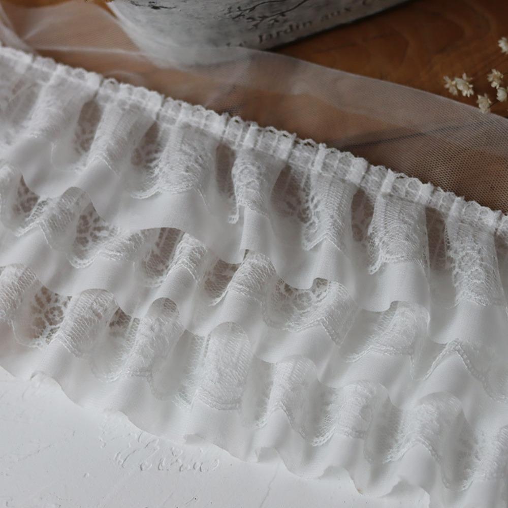 Роскошная плиссированная сетчатая шифоновая ткань Изысканное тюлевое кружево Отделка Лента Манжеты