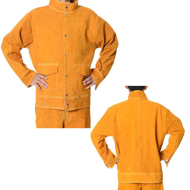 Anti-Scald Cowhide Welding Jacket: Leather & Cotton Protective Workwear