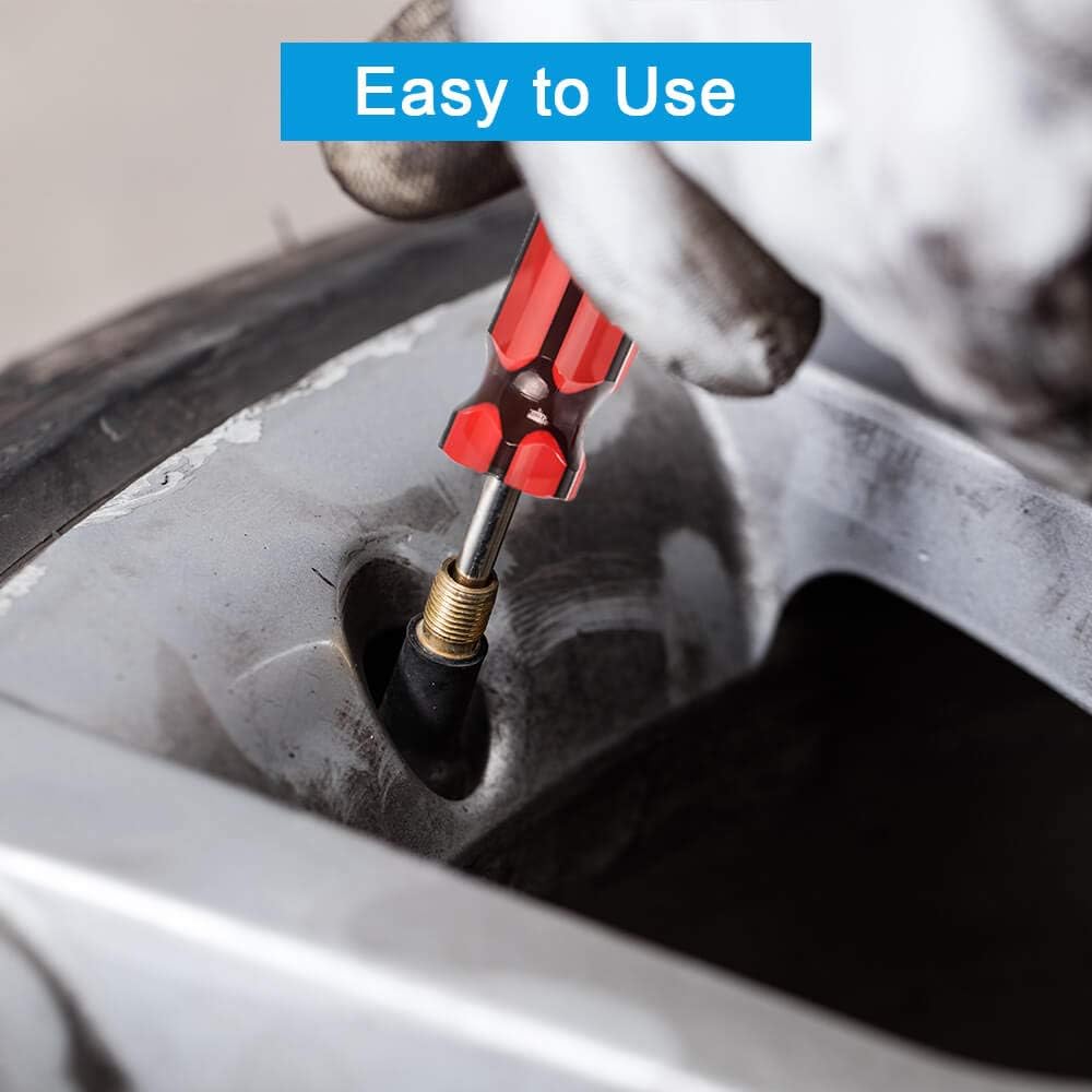 Riseuvo 6Pcs Tire Valve Stem Removal Tool - Single And Double Heads Valve Core Remover, 4-Way Valve Tool Great Tire Repair Tool, 10Pcs Valve Stem