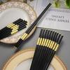 1 Pair Sushi Chopsticks Square Food Black Gold Chopsitcks Reusable Japanese Cutlery Resuable Chinese Chopstick Alloy Tableware