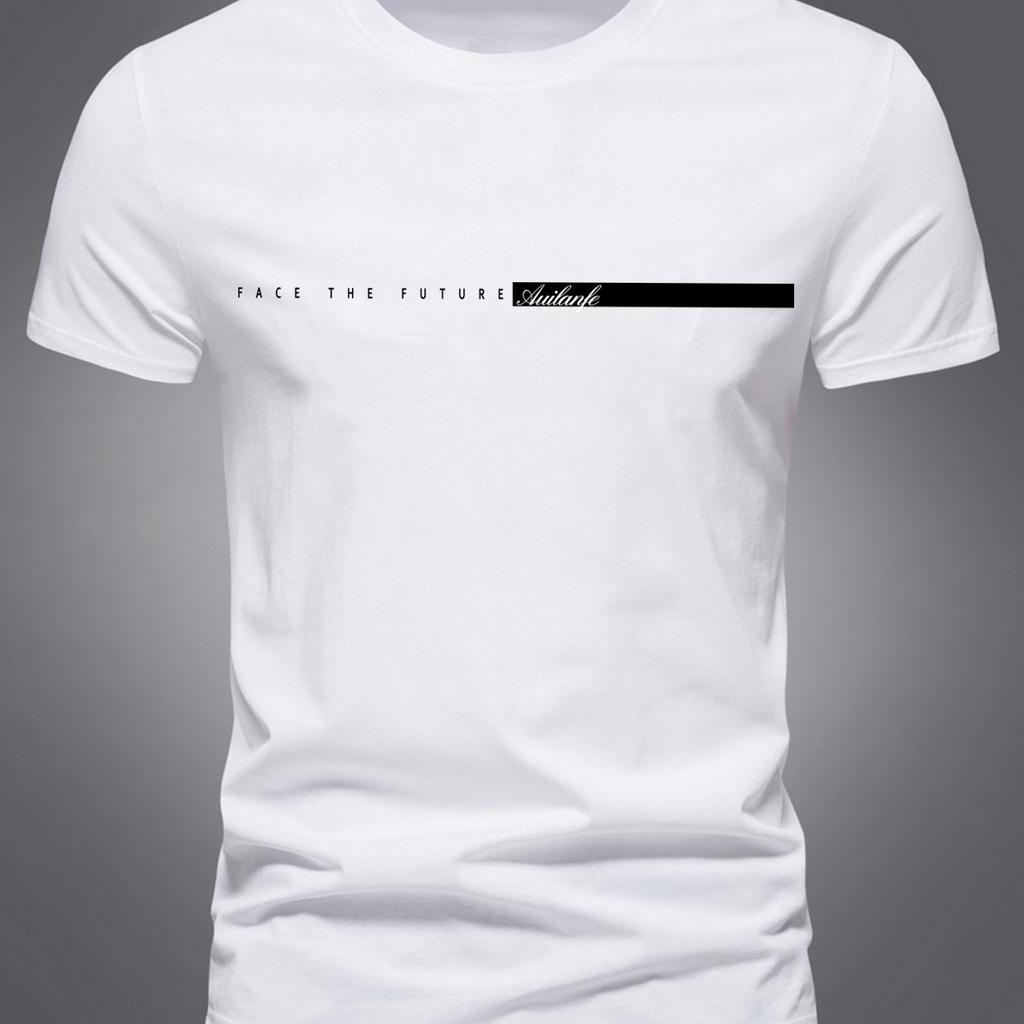 Летняя мужская футболка из 100% чистого хлопка, повседневная спортивная, свободного кроя, оверсайз, простая, с принтом в виде букв, с круглым вырезом и короткими рукавами, топ