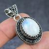 Rainbow Moonstone Gemstone 925 Sterling Silver Jewelry Pendant 1.77"