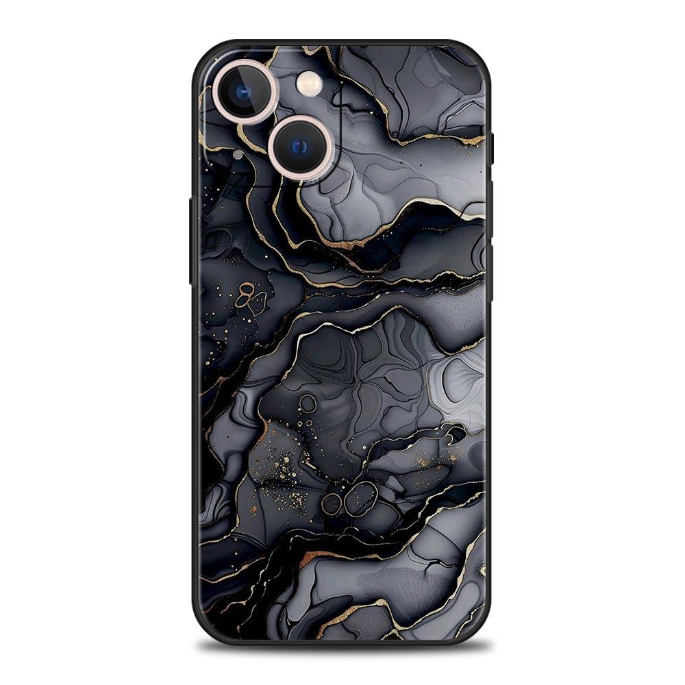 Акварельный мраморный чехол для телефона для iPhone 17 16 15 Pro Max 11 12 13 14 7 8 Plus SE 2020 X XR XS Мягкий черный