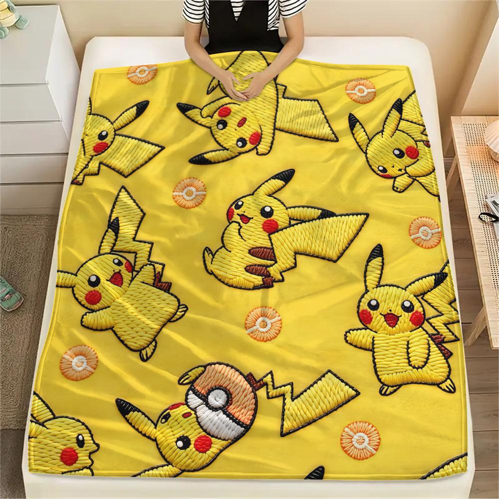 Pikachu Flannel Blanket, High quality Comfortable for All Seasons, Home Decor, Warmth and Comfort