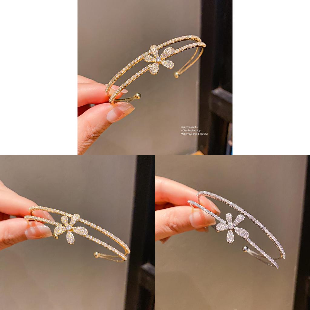 Элегантный двухслойный браслет-цветок с цирконами и кубическим сплавом для модной повседневной носки