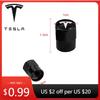 Car Sticker Tesla 4Pcs Car Tire Valve Caps Metal Tyre Air Stems Cover For Tesla Model 3 Y S X Roadster Model 3 S X Y 2022 Invade