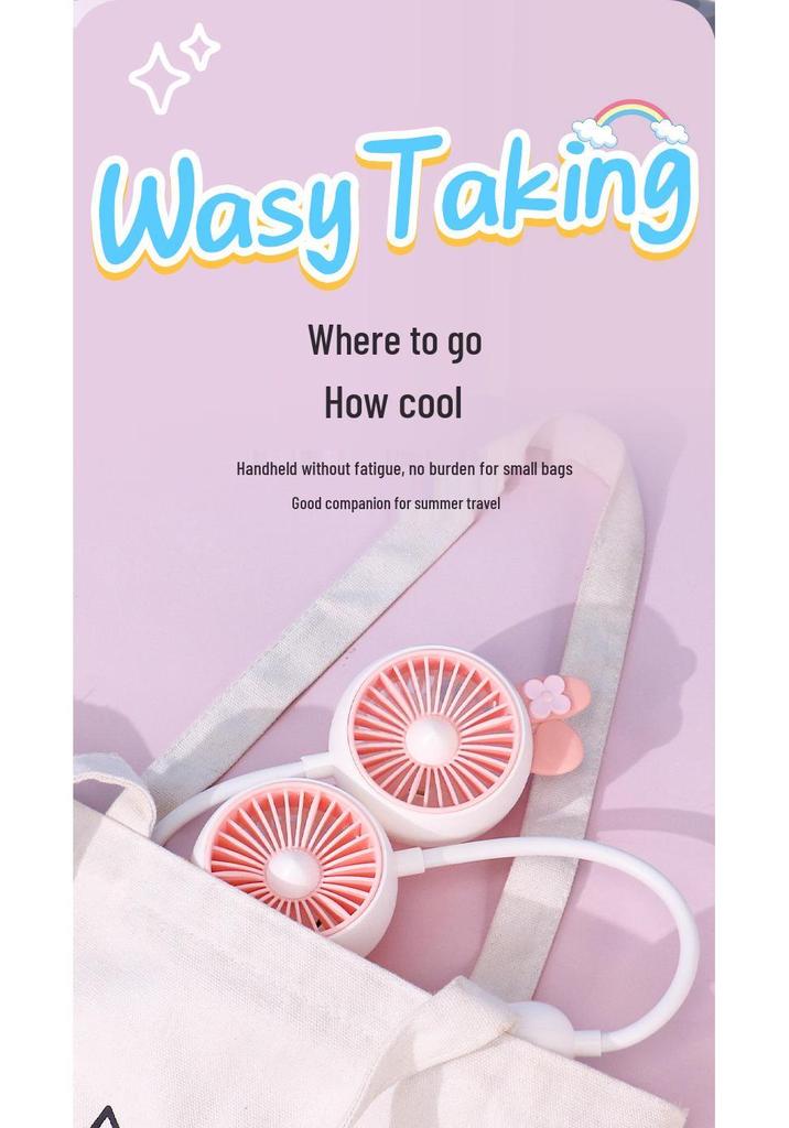Portable USB Rechargeable Hanging Neck Fan for Outdoor Sports