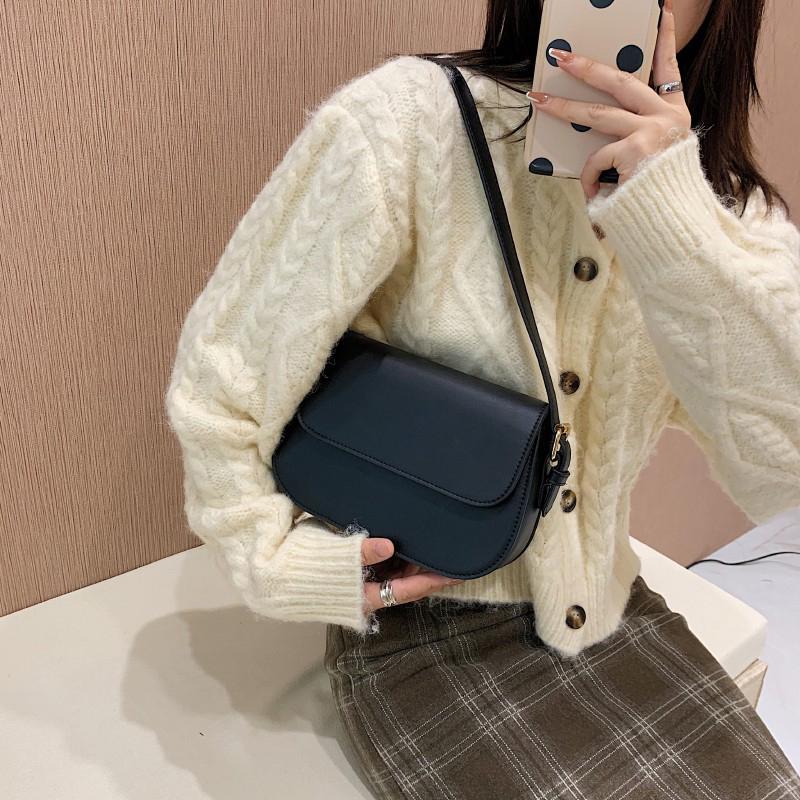 Классическая однотонная сумка на плечо высокого класса для женщин, нишевая сумка через плечо, модная маленькая квадратная сумка