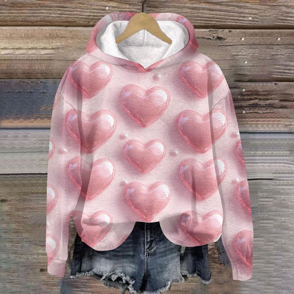 Women's Valentine's Day Printed Plush Warm Casual Jacket Sweater Winter Jacket