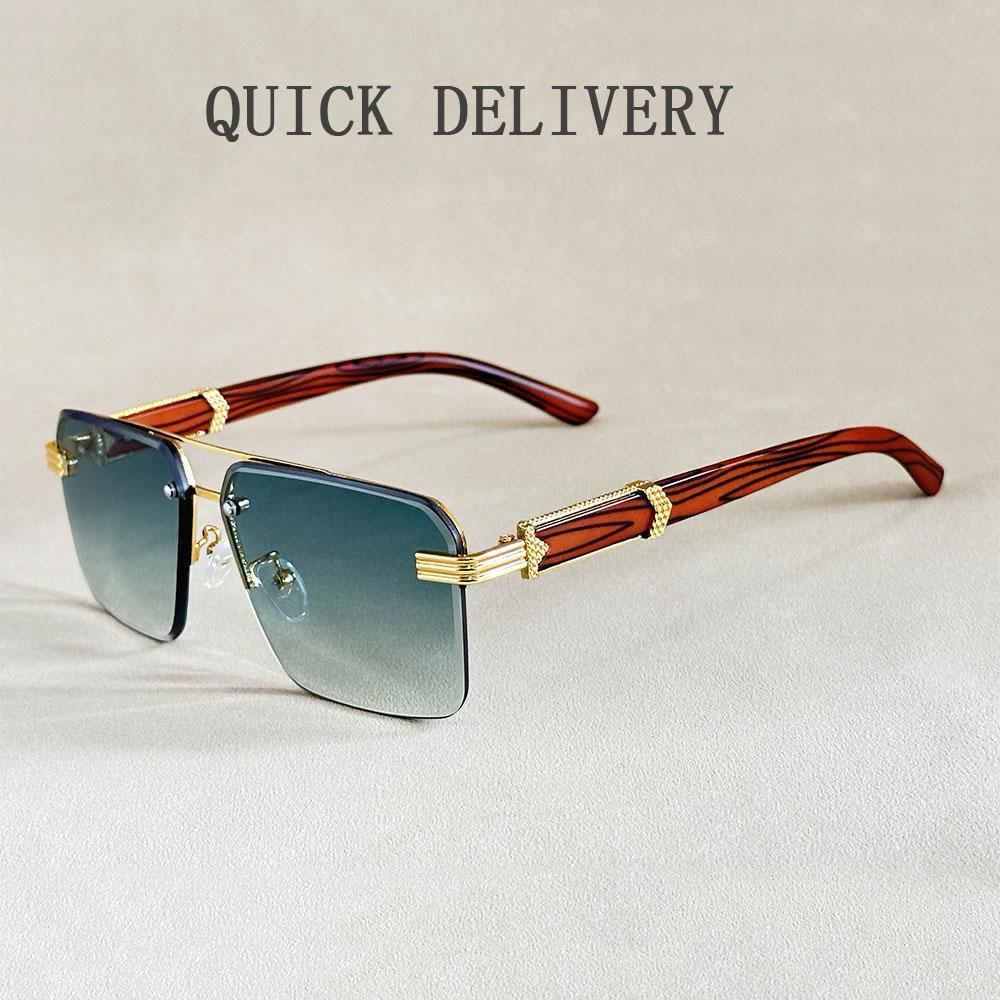 Fashion Sunglasses For Men Oculos Square Sunglasses Women Vacation Rimless Glasses Designer Vintage Sunglass