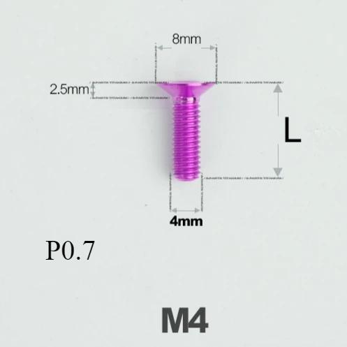 M4*8 10 12 14 16 18-50мм TC4 GR5 Титановый Сплав Torx Плоская Потайная Винт Болт для Велосипеда Велосипед Шоссейный Велосипед Различные Цвета