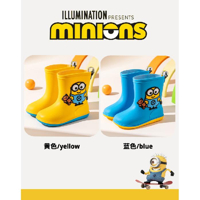 Minions Rain Boots Boys Rain Boots Cartoon Cute Small and Medium-sized Children Anti-Slip Kindergarten Thick Bottom Yellow Baby Water Shoes Women