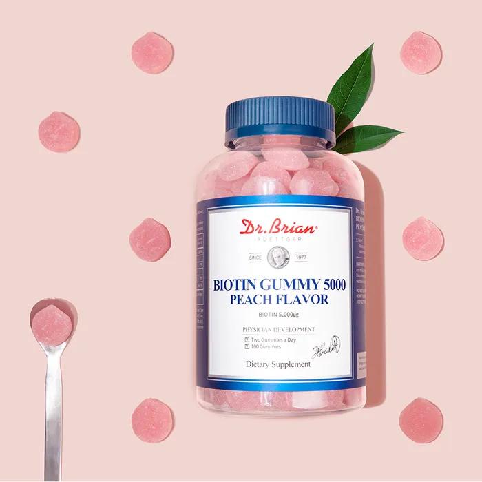 Доктор. Brian Biotin Gummies 5000 со вкусом персика (100 жевательных конфет) Х 5