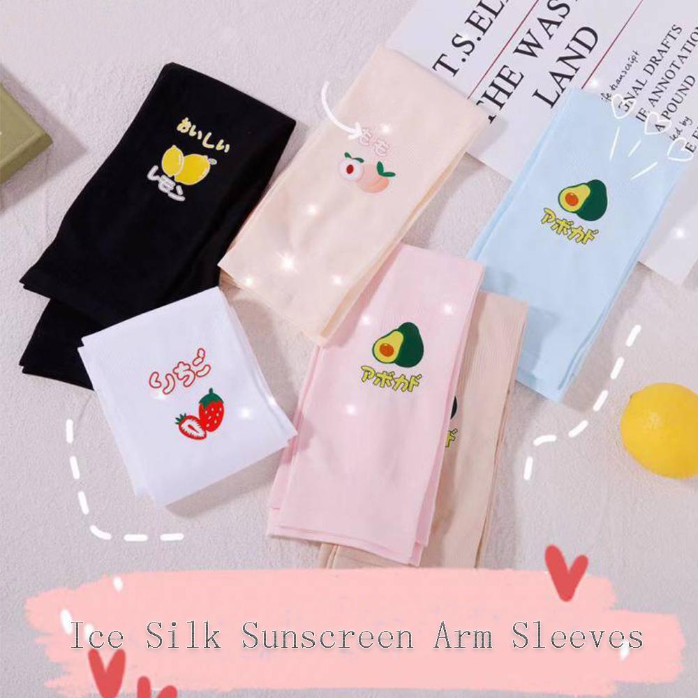 Golf Fruit Avocado Women Strawberry Ice Silk sleeve Cooling Sleeves Sun UV Protection Arm Sleeves