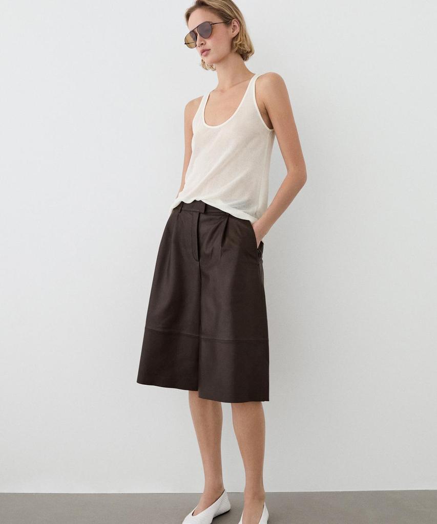 Masimodutti Long Napa Leather Bermuda Pants