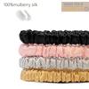 4PCS Pure Mulberry Silk 2CM Hair Scrunchies Silk Hair Ties Hairbands Skinny Scrunchies Ponytail Holders Hair Care Accessories