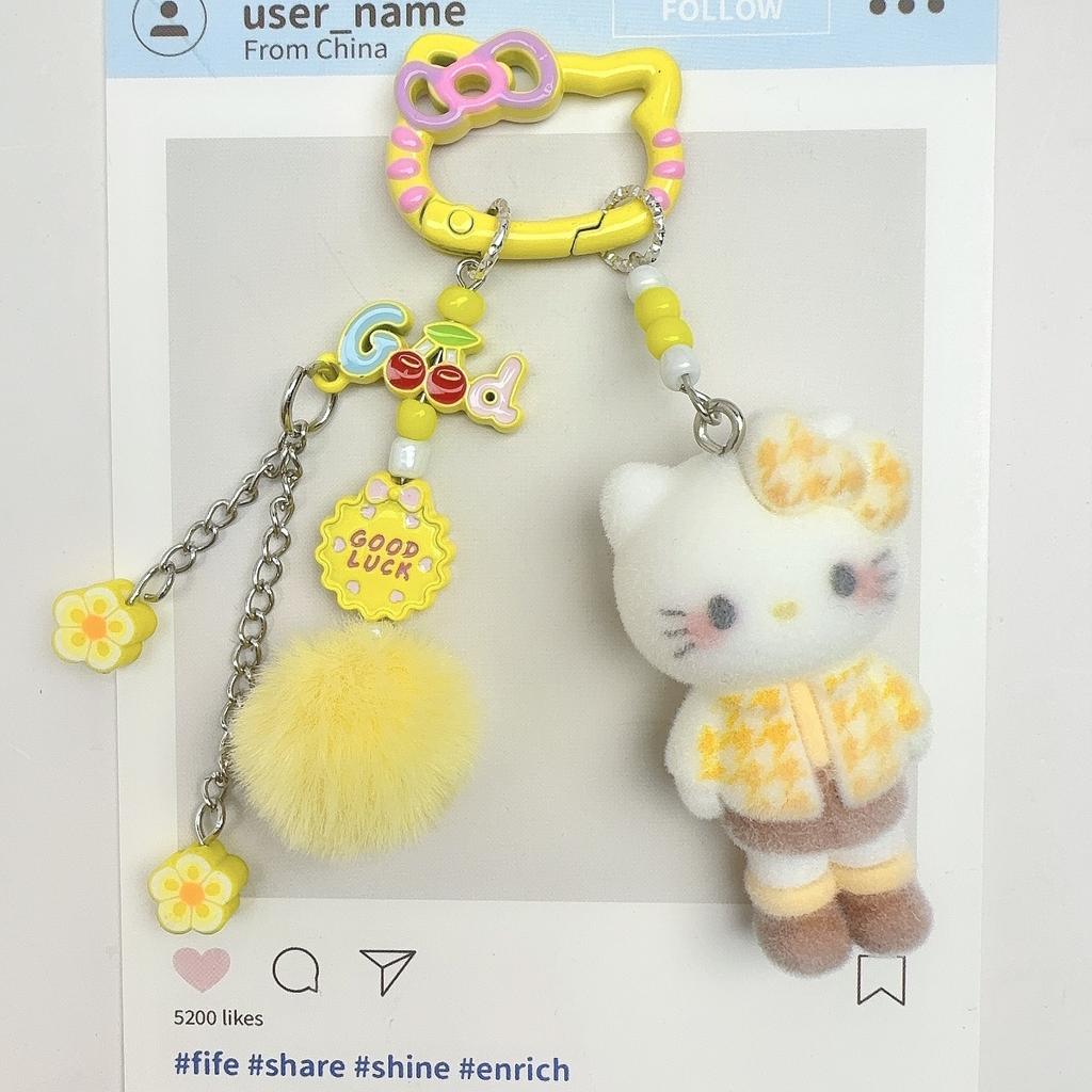 Hello Kitty Keychains for Bag Cartoon Sanrio Pendent Key Chains Anime Long Leg Kitty Keyring Phone Charm Kawaii Kids Gifts