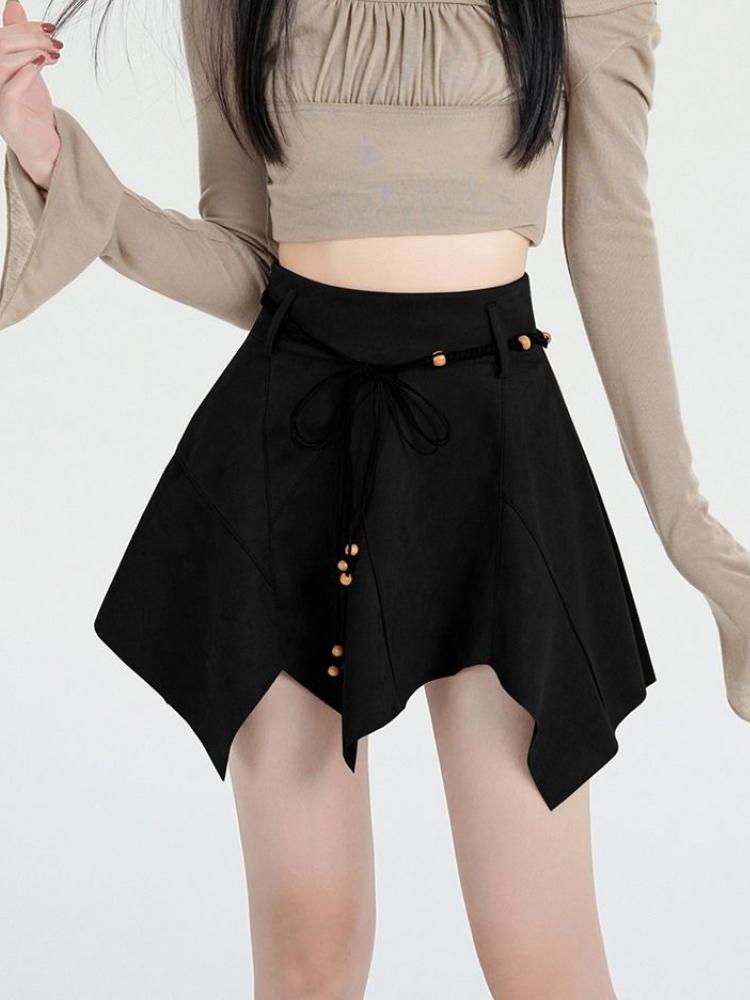 Винтажная плиссированная юбка цвета хаки, женская уличная мини-юбка с высокой талией в стиле Харадзюку, асимметричная повседневная мини-юбка в стиле 90-х годов Y2k