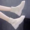 Fashion Female Short Shoes Chunky Round Toe Punk Style White Women's Ankle Sock Boots Combat Booties Platform Designer Luxury New In Pu