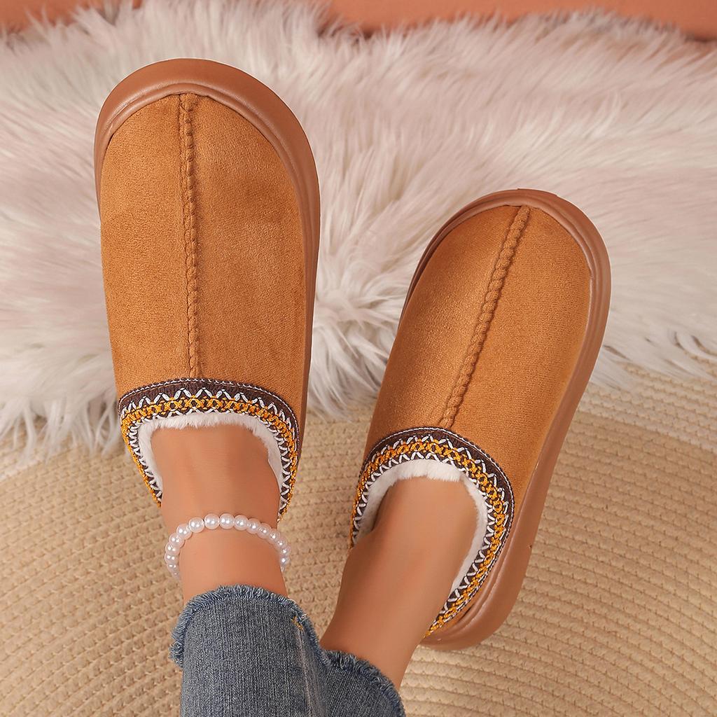 Furry Slippers Women Fall And Winter Indoor Home Warm Padded Monthly Shoes Thick Bottom Couple Cotton Slippers