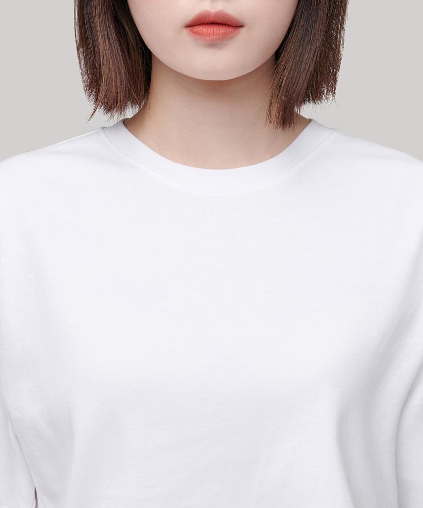MUSINSA STANDARD WOMAN Женская укороченная футболка свободного кроя с круглым вырезом [Белый]