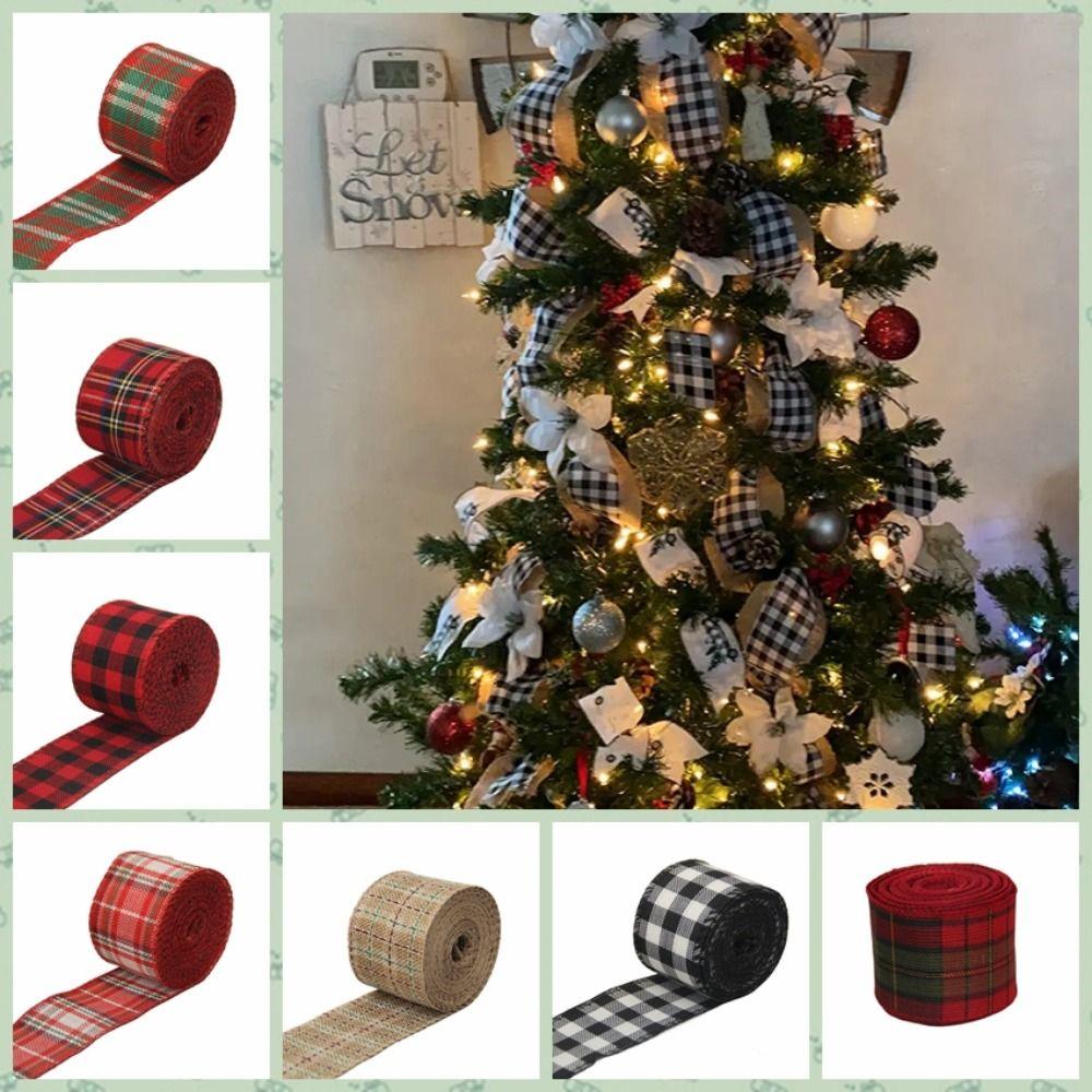 Red Black Lattice Linen Ribbon Imitation Linen Lattice Ribbon Christmas Plaid Ribbon Gift Wrapping