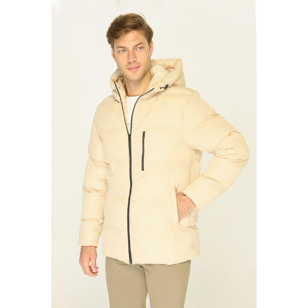 Мужское черное ветрозащитное стеганое зимнее пальто с капюшоном из волокна