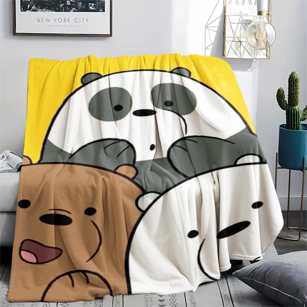 1PC We Bare Bears Print Flannel Blanket, High quality Comfortable for All Seasons, Home Decor, Warmth and Comfort, Perfect for Christmas Gifts244