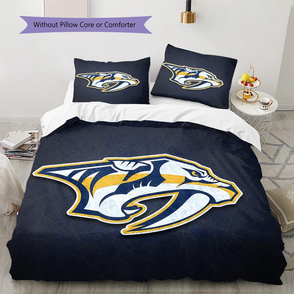 Nashville Predators Pattern Bedding Quilt Set Home Decoration Gift (1 * duvet cover + 2 * pillowcase without core)